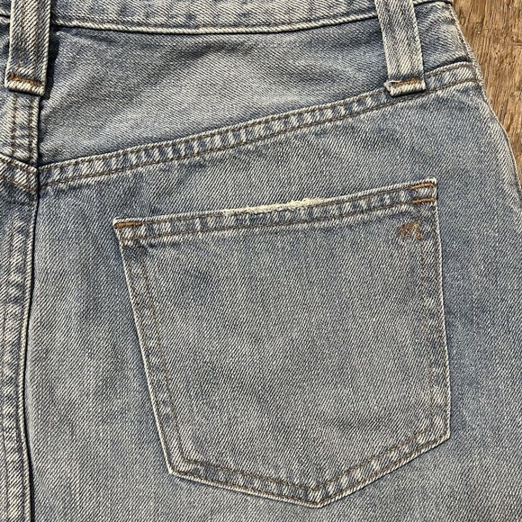 Madewell Rigid Denim A-Line Mini Skirt Size 27 US 4 Pockets Cotton Frayed Hem - Picture 10 of 12